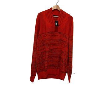 NWT Sean John Orange Gradient Knit Pullover Shawl Collar Men Sweater Size 3XL